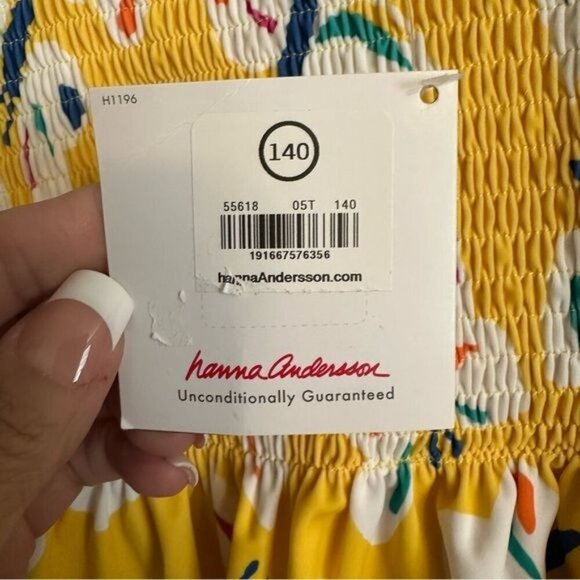Hanna Andersson Sunblock Swim Yellow Smocked Top Girls Size 10 - Picture 5 of 7